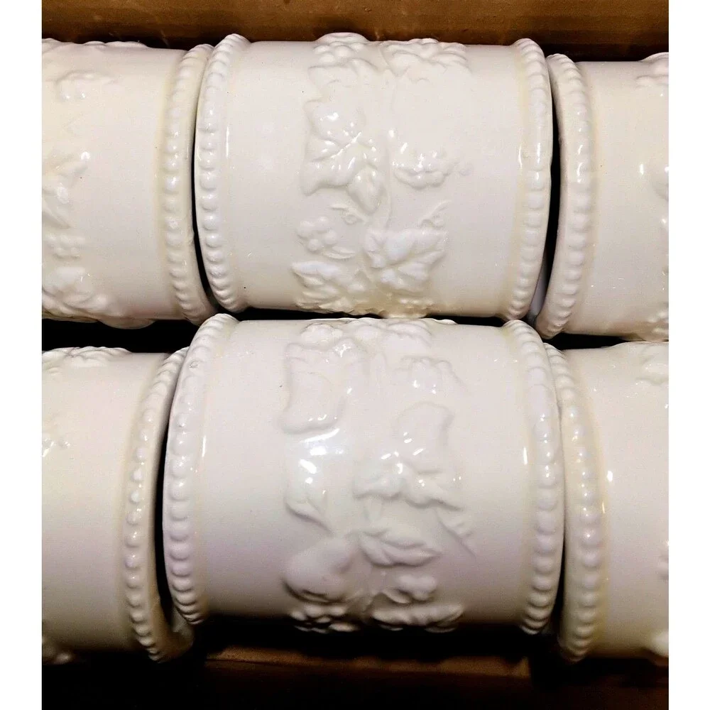 Martha Stewart Ceramic Napkin Rings Festive Grapes Set Of Six